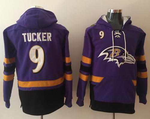 Nike Ravens #9 Justin Tucker Purple/Black Name & Number Pullover NFL Hoodie
